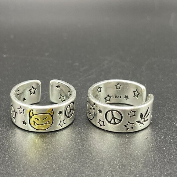 925 Sterling Cartoon Devil Face Boho Ring (Silver Face) #1354 - Picture 11 of 12